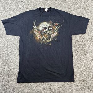 Miami Ink Shirt Mens Large Black Skull Cross Tattoo Biker Goth Grunge Y2K 2008